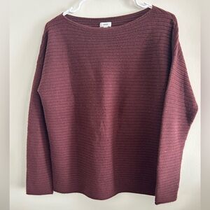 Vince 100% Cashmere Ribbed Crewneck Sweater Burgundy